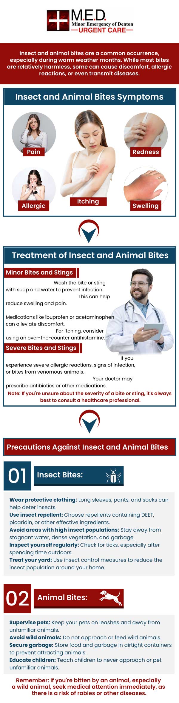 If you get bitten by an animal, it can be a scary and painful experience, but it's important to seek help right away. Animal bites may not be deadly, but if left untreated, they can lead to serious medical issues due to infection. Dr. Andrew J. Blankenau, MD of Minor Emergency of Denton, is available to treat animal bites effectively. Don't hesitate to get the assistance you need. We are conveniently located at 4400 Teasley Ln #200 Denton, TX 76210. Contact us today for more information or simply walk in. If you get bitten by an animal, it can be a scary and painful experience, but it's important to seek help right away. Animal bites may not be deadly, but if left untreated, they can lead to serious medical issues due to infection. Dr. Andrew J. Blankenau, MD of Minor Emergency of Denton, is available to treat animal bites effectively. Don't hesitate to get the assistance you need. We are conveniently located at 4400 Teasley Ln #200 Denton, TX 76210. Contact us today for more information or simply walk in.