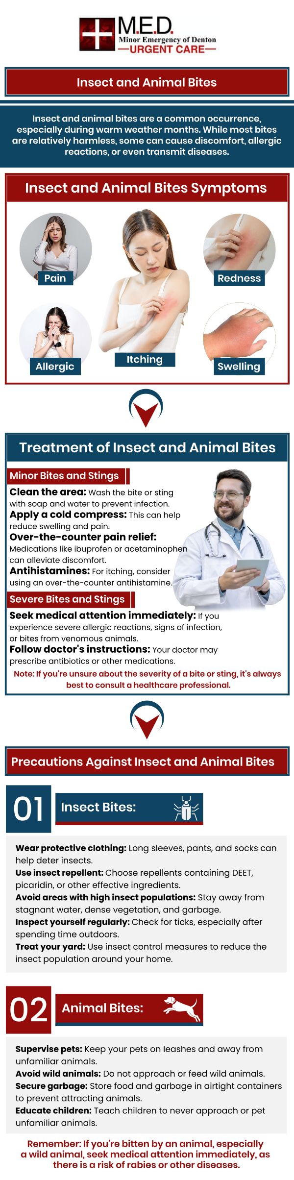 If you get bitten by an animal, it can be a scary and painful experience, but it's important to seek help right away. Animal bites may not be deadly, but if left untreated, they can lead to serious medical issues due to infection. Dr. Andrew J. Blankenau, MD of Minor Emergency of Denton, is available to treat animal bites effectively. Don't hesitate to get the assistance you need. We are conveniently located at 4400 Teasley Ln #200 Denton, TX 76210. Contact us today for more information or simply walk in. If you get bitten by an animal, it can be a scary and painful experience, but it's important to seek help right away. Animal bites may not be deadly, but if left untreated, they can lead to serious medical issues due to infection. Dr. Andrew J. Blankenau, MD of Minor Emergency of Denton, is available to treat animal bites effectively. Don't hesitate to get the assistance you need. We are conveniently located at 4400 Teasley Ln #200 Denton, TX 76210. Contact us today for more information or simply walk in.